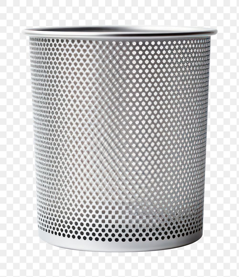 PNG Silver trash can white background flowerpot container. AI generated Image by rawpixel.