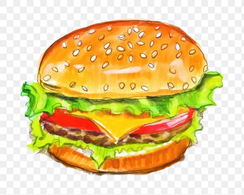 PNG Burger drawing food white background. AI generated Image by rawpixel.
