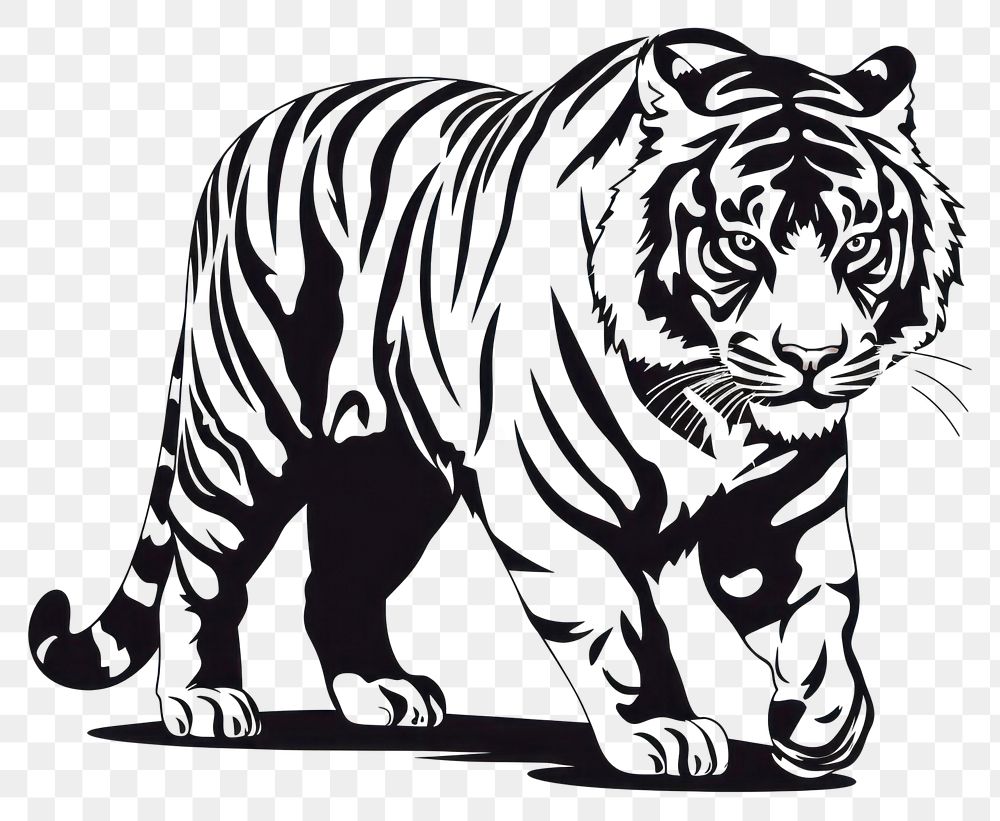 PNG Tiger line print on brush stroke wildlife animal mammal. AI generated Image by rawpixel.