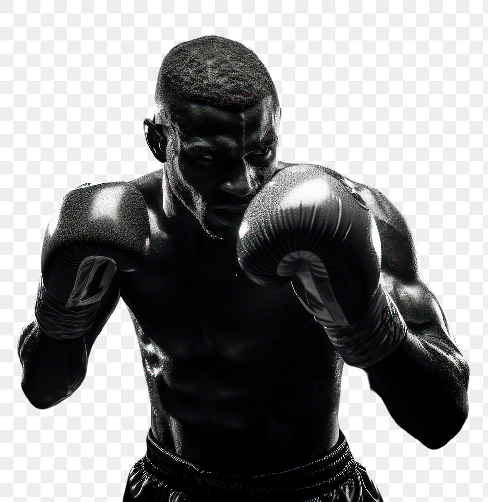 PNG Boxing man punching in the air boxing monochrome sports. AI generated Image by rawpixel.