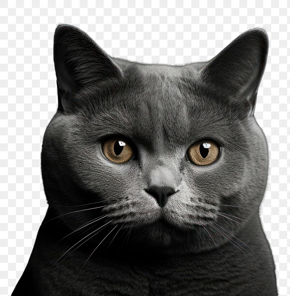 PNG Face of british shorthair monochrome animal mammal. AI generated Image by rawpixel.