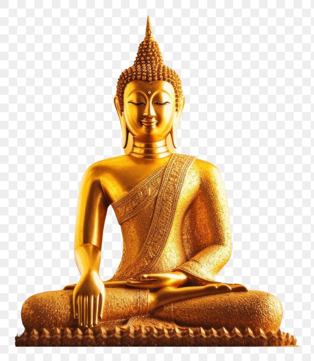 PNG Gold buddha statue temple representation spirituality. AI generated Image by rawpixel.