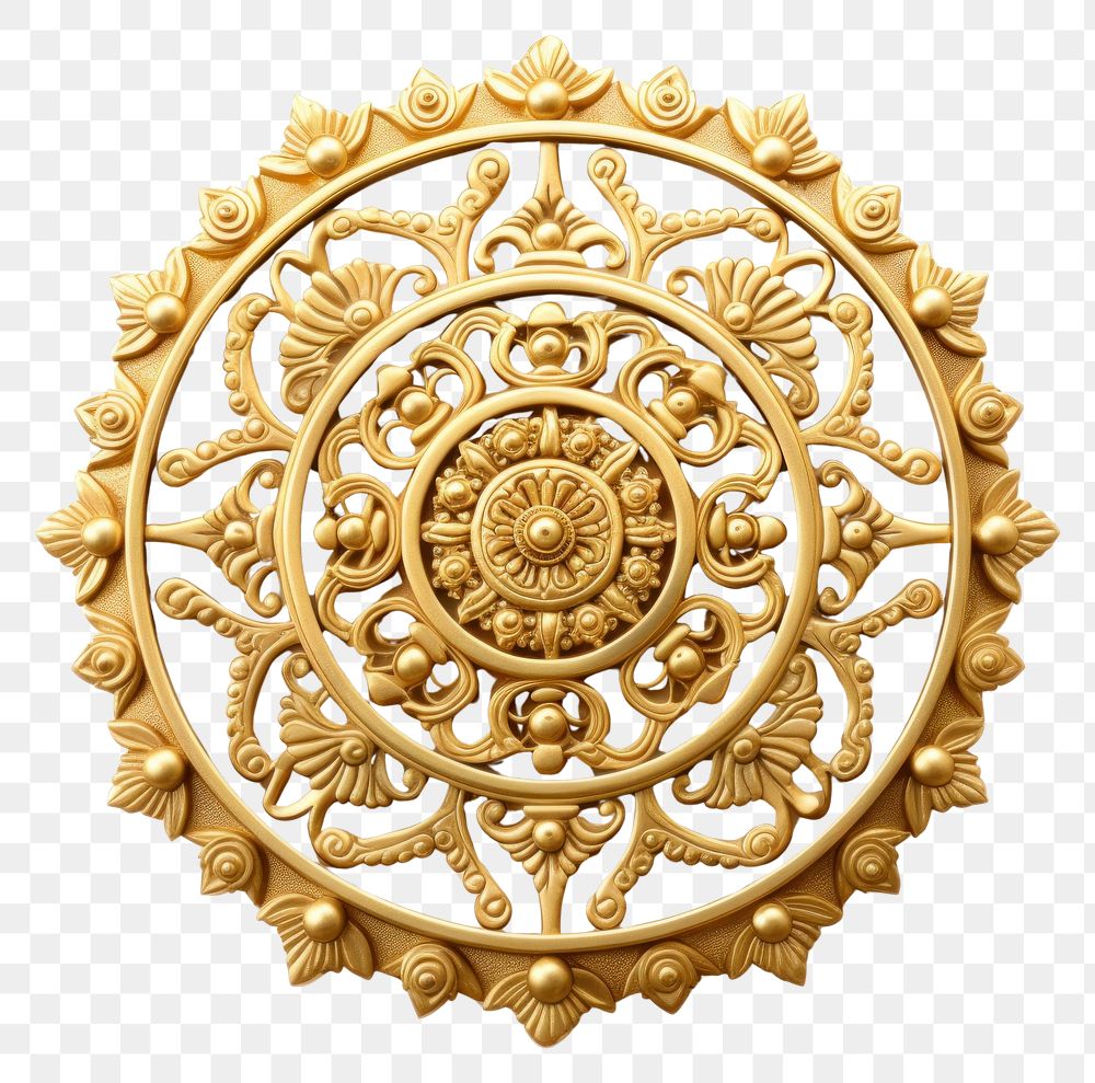 PNG Gold dharmachakra jewelry brooch white background. AI generated Image by rawpixel.