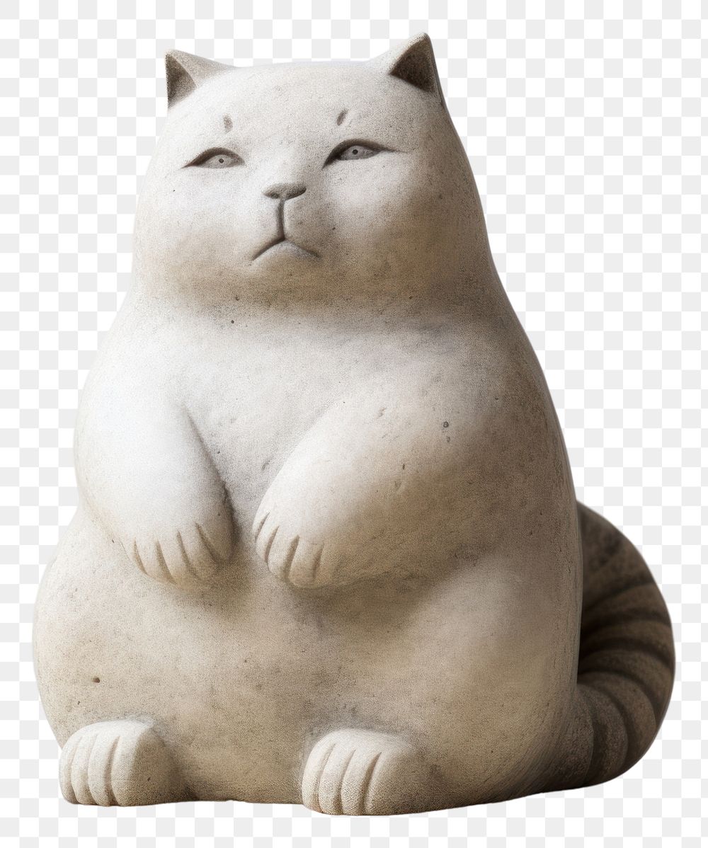 PNG  Fat cat figurine mammal animal. AI generated Image by rawpixel.