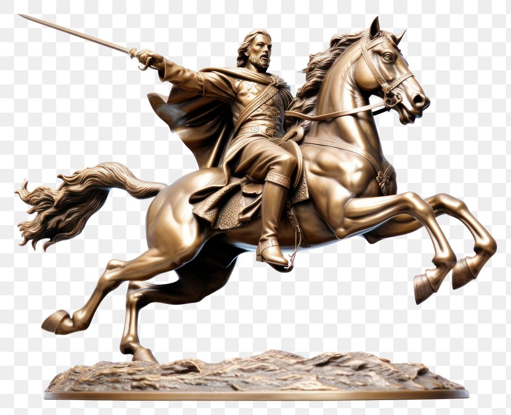 PNG  King holding sword riding horse sculpture animal mammal. AI generated Image by rawpixel.