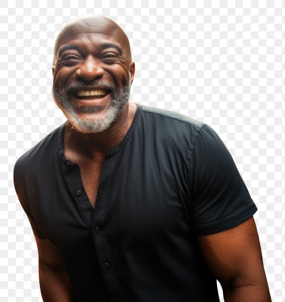 PNG Black senior man party laughing smiling. AI generated Image by rawpixel.