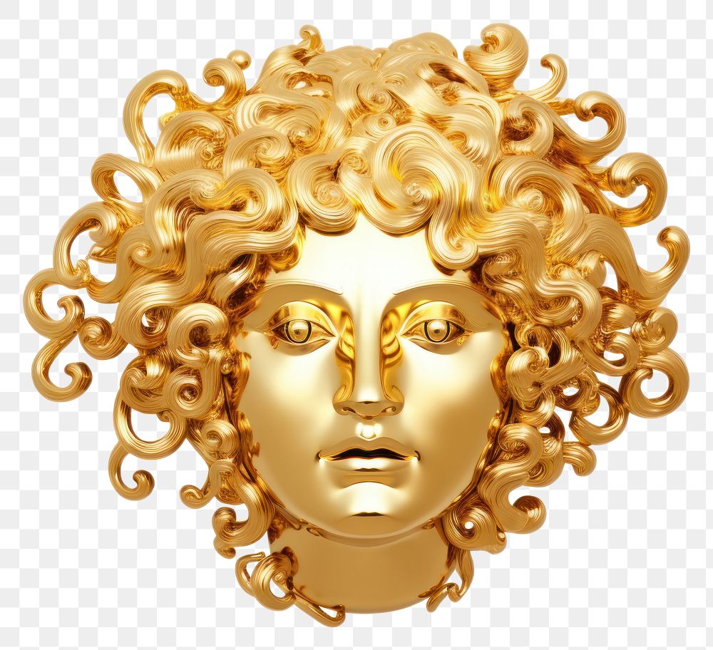 PNG  Medusa portrait bronze gold