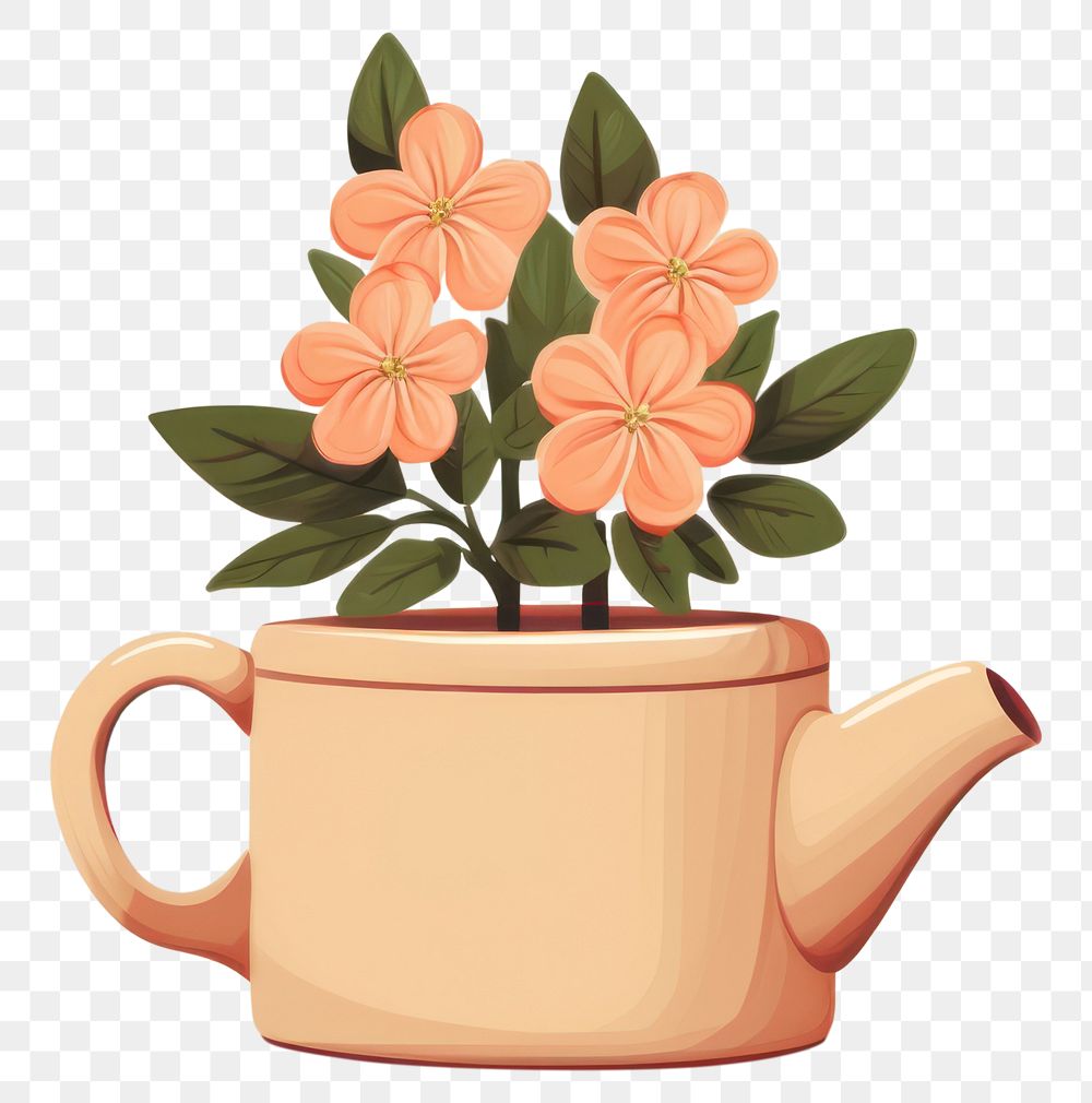 PNG Flower inside tea pot teapot plant cup. AI generated Image by rawpixel.