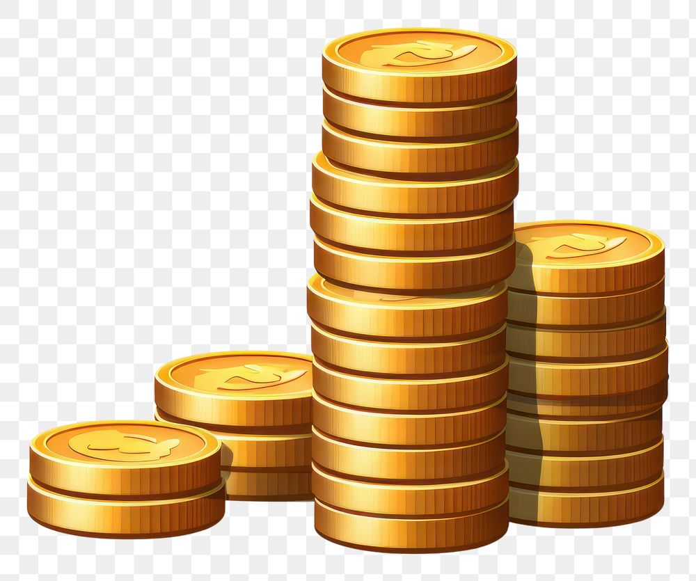 PNG Pile of coins money white background investment. AI generated Image by rawpixel.