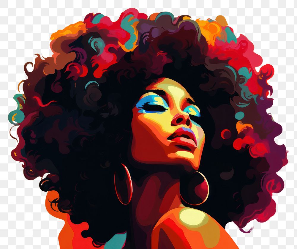 PNG Black woman art painting portrait. AI generated Image by rawpixel.