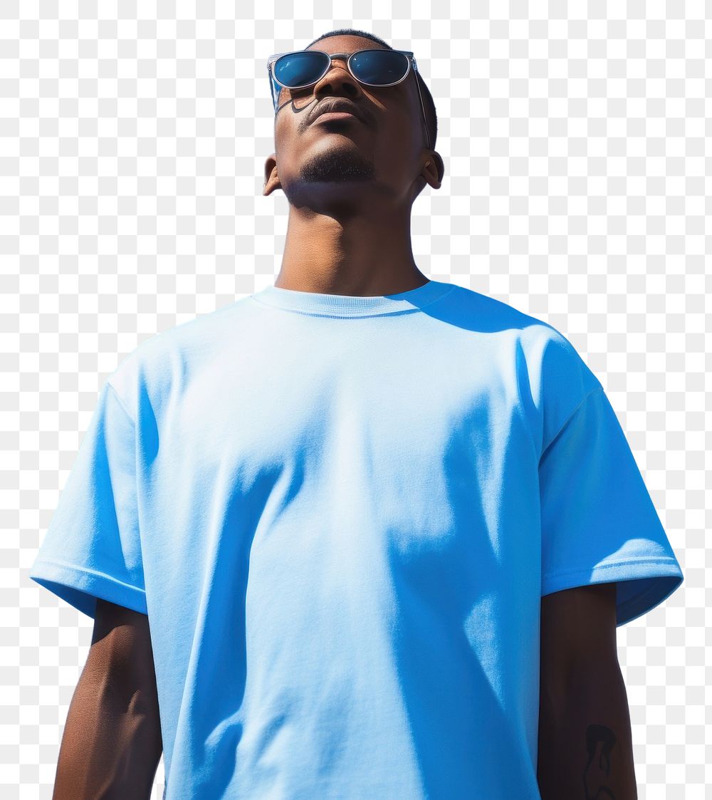 PNG Black male t-shirt adult blue. AI generated Image by rawpixel.