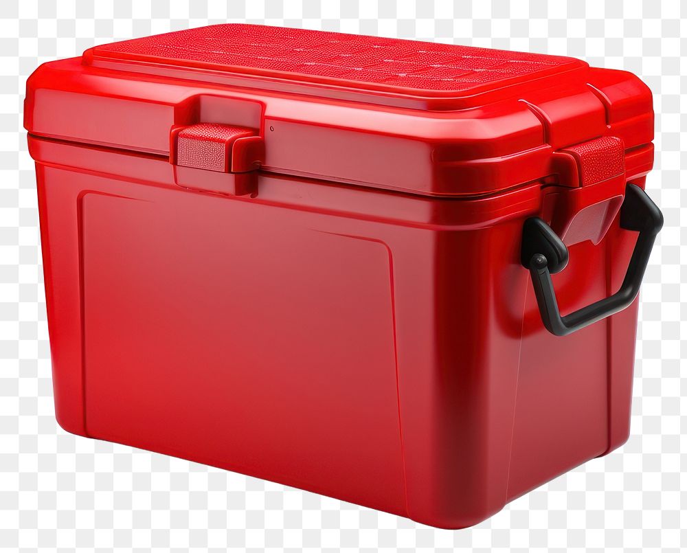 PNG Red collapsible plastic cooler box white background container. AI generated Image by rawpixel.