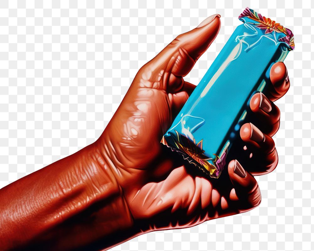 PNG Hand holding a Chocolate bar black background electronics technology. AI generated Image by rawpixel.