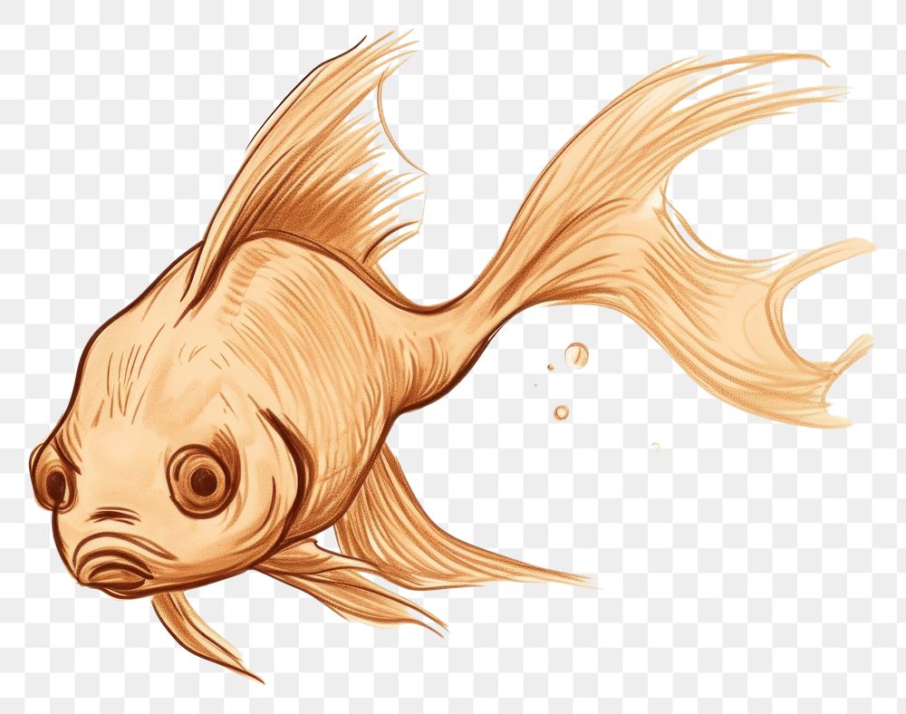 PNG Goldfish drawing animal sketch. AI generated Image by rawpixel.