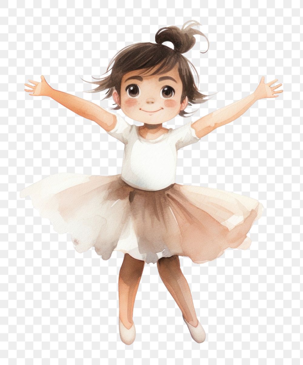 PNG  Young girl wearing ballet costume dancing cartoon child. AI generated Image by rawpixel.