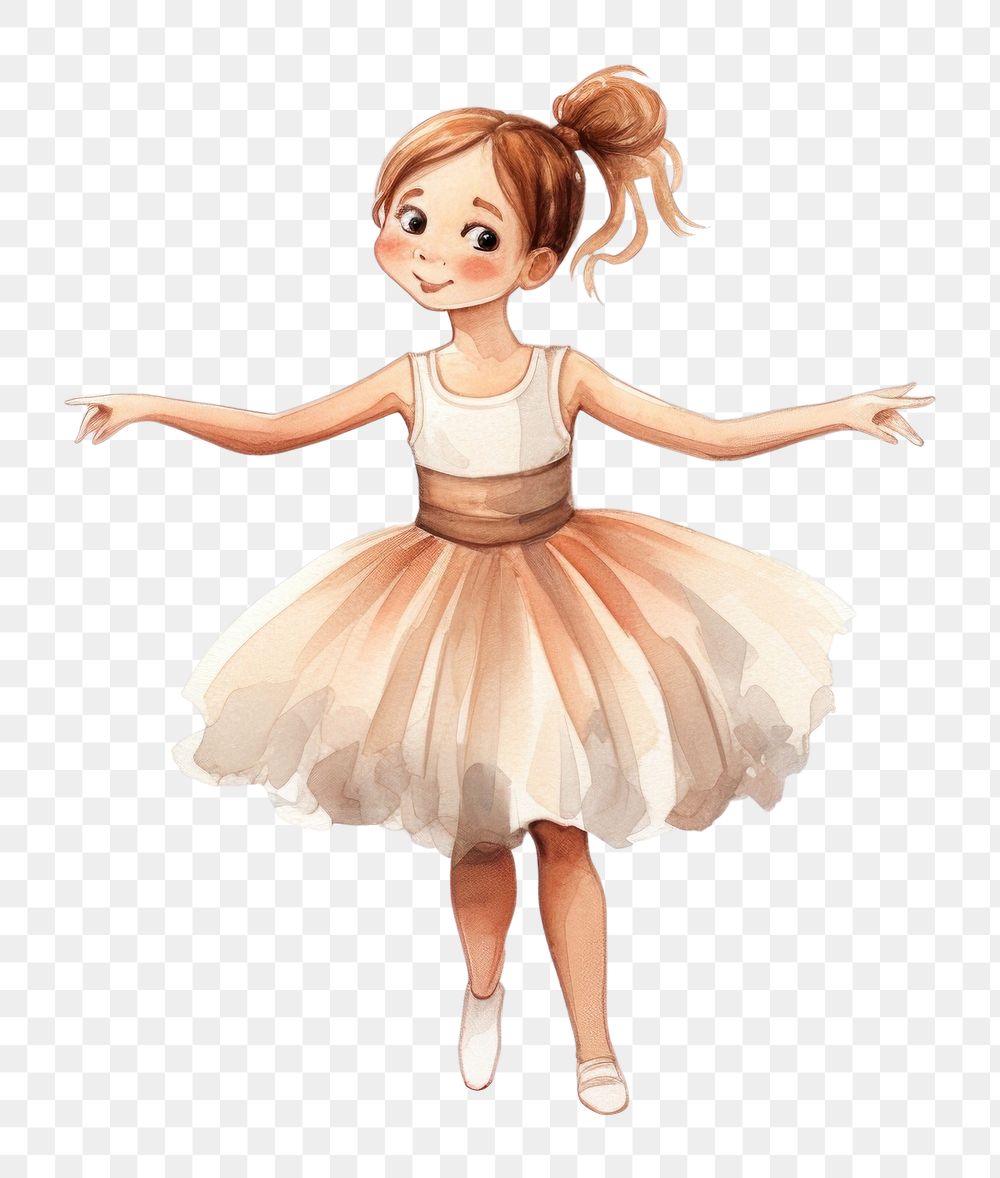 PNG  Young girl wearing ballet costume dancing cartoon child. AI generated Image by rawpixel.