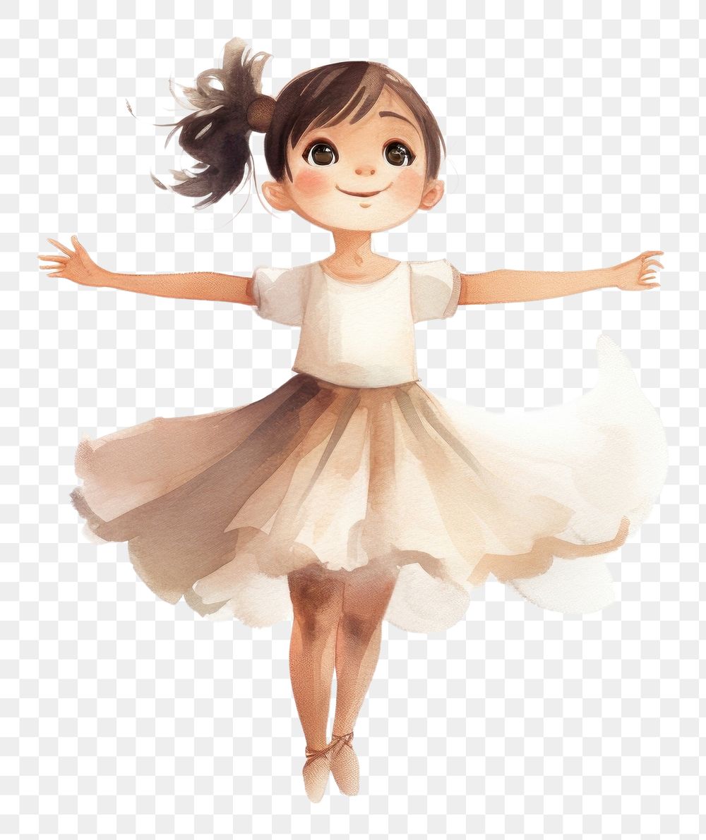 PNG  Young girl wearing ballet costume dancing cartoon child. AI generated Image by rawpixel.