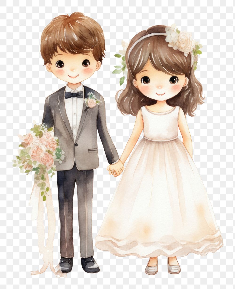 PNG  Wedding cartoon dress child. AI generated Image by rawpixel.