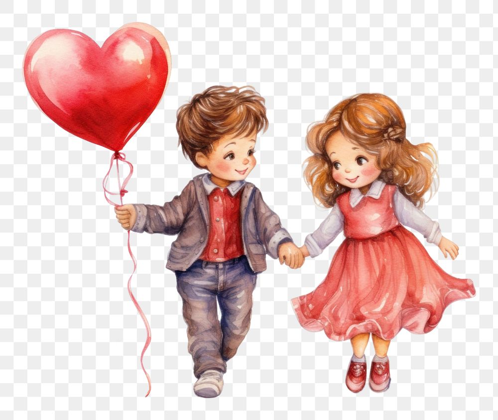 PNG  Valentine balloon cartoon child. AI generated Image by rawpixel.