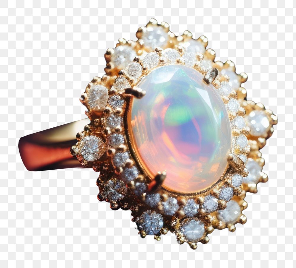 PNG Opal ring gemstone jewelry diamond. AI generated Image by rawpixel.