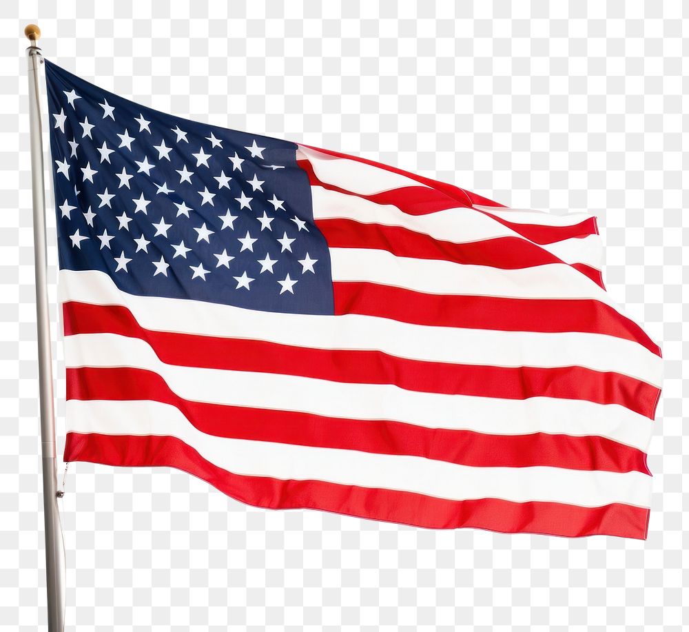 PNG American flag white pole white background. AI generated Image by rawpixel.
