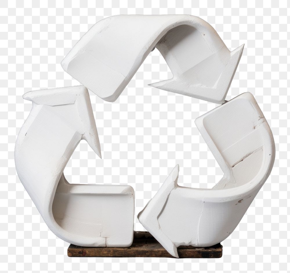 PNG Recycle logo sculpture white wood art. AI generated Image by rawpixel.