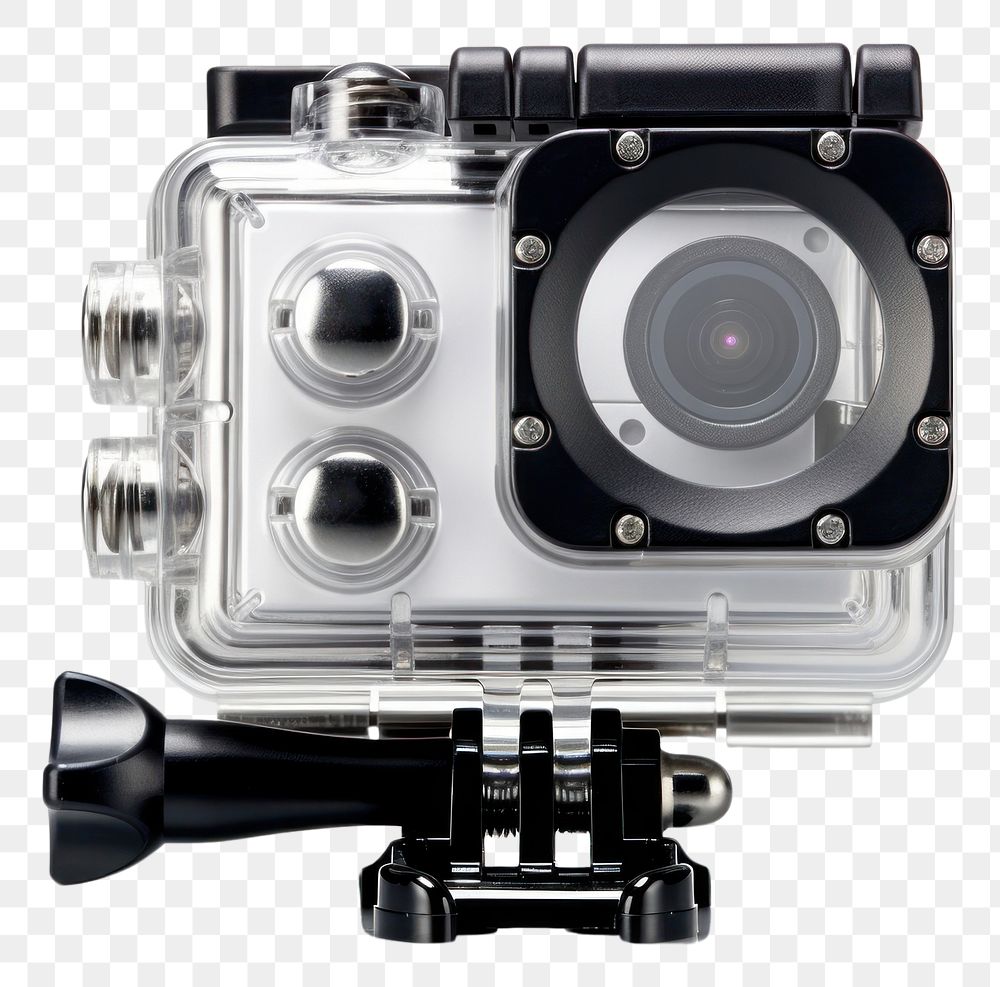 PNG Action camera white background photographing electronics. AI generated Image by rawpixel.