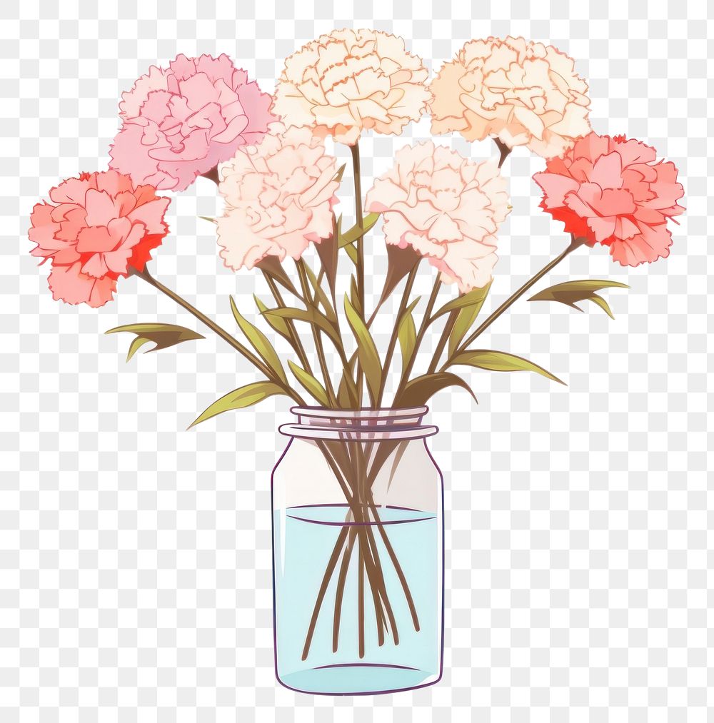 PNG Carnation bouquet flower jar plant. AI generated Image by rawpixel.
