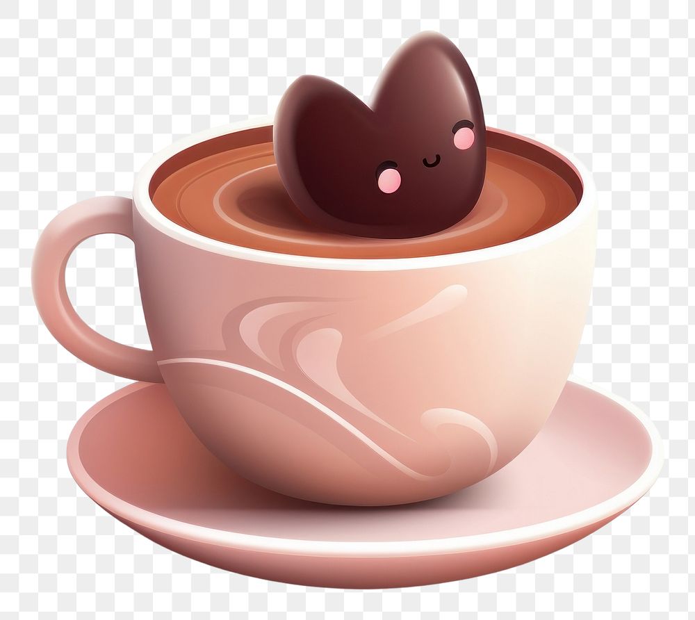 PNG Hot chocolate cup dessert saucer. AI generated Image by rawpixel.