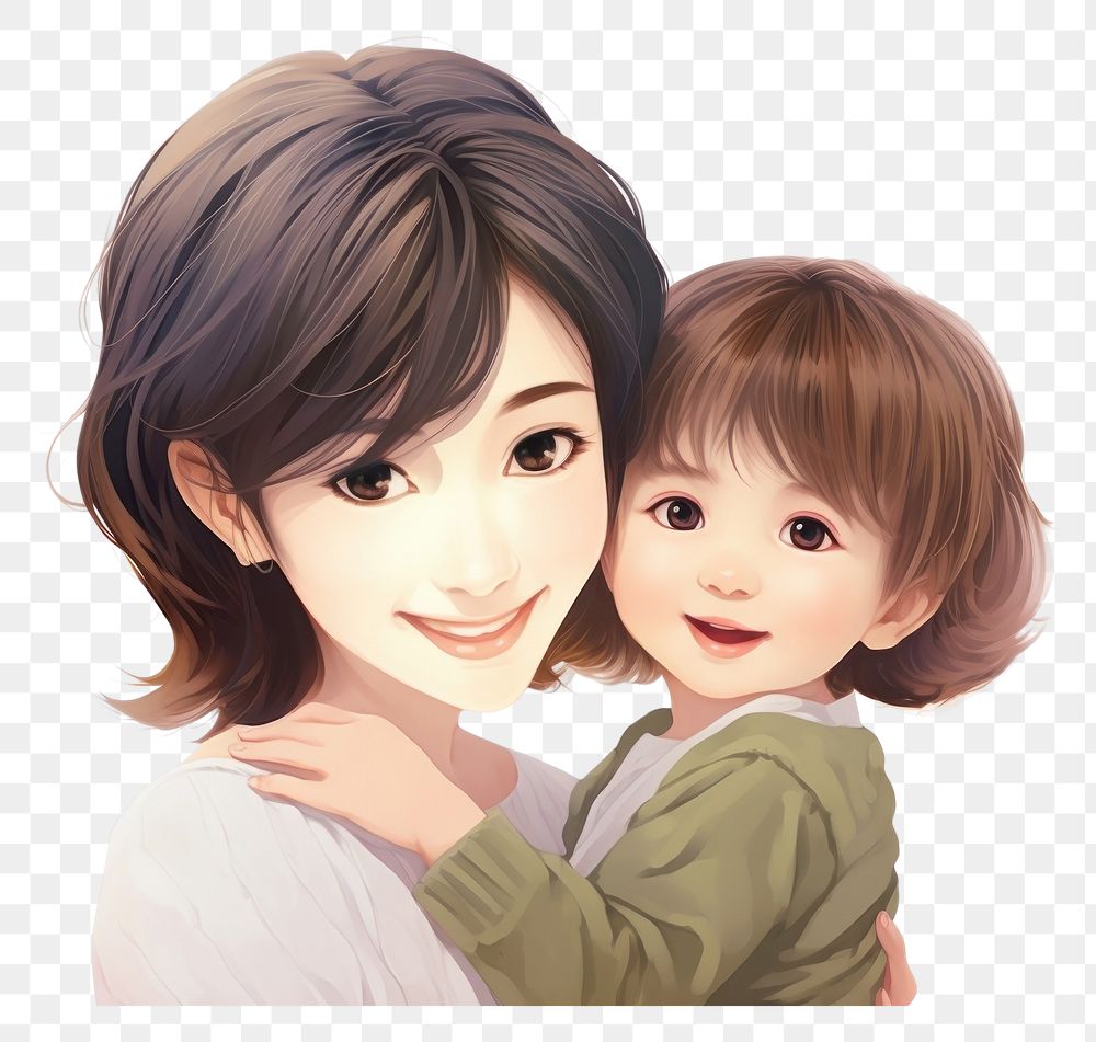 PNG Asian mother smiling child adult. AI generated Image by rawpixel.