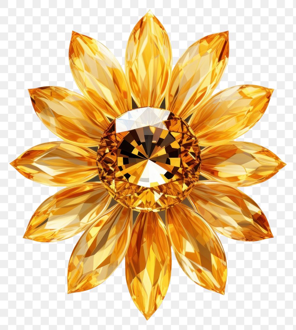 PNG Sunflower shape gemstone jewelry brooch plant