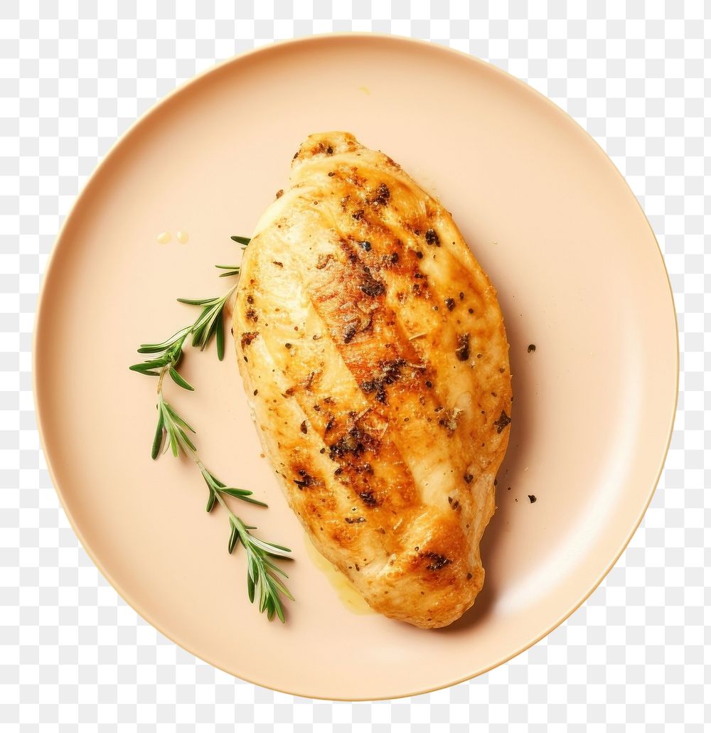 PNG  Baked chicken breast plate food meal. AI generated Image by rawpixel.