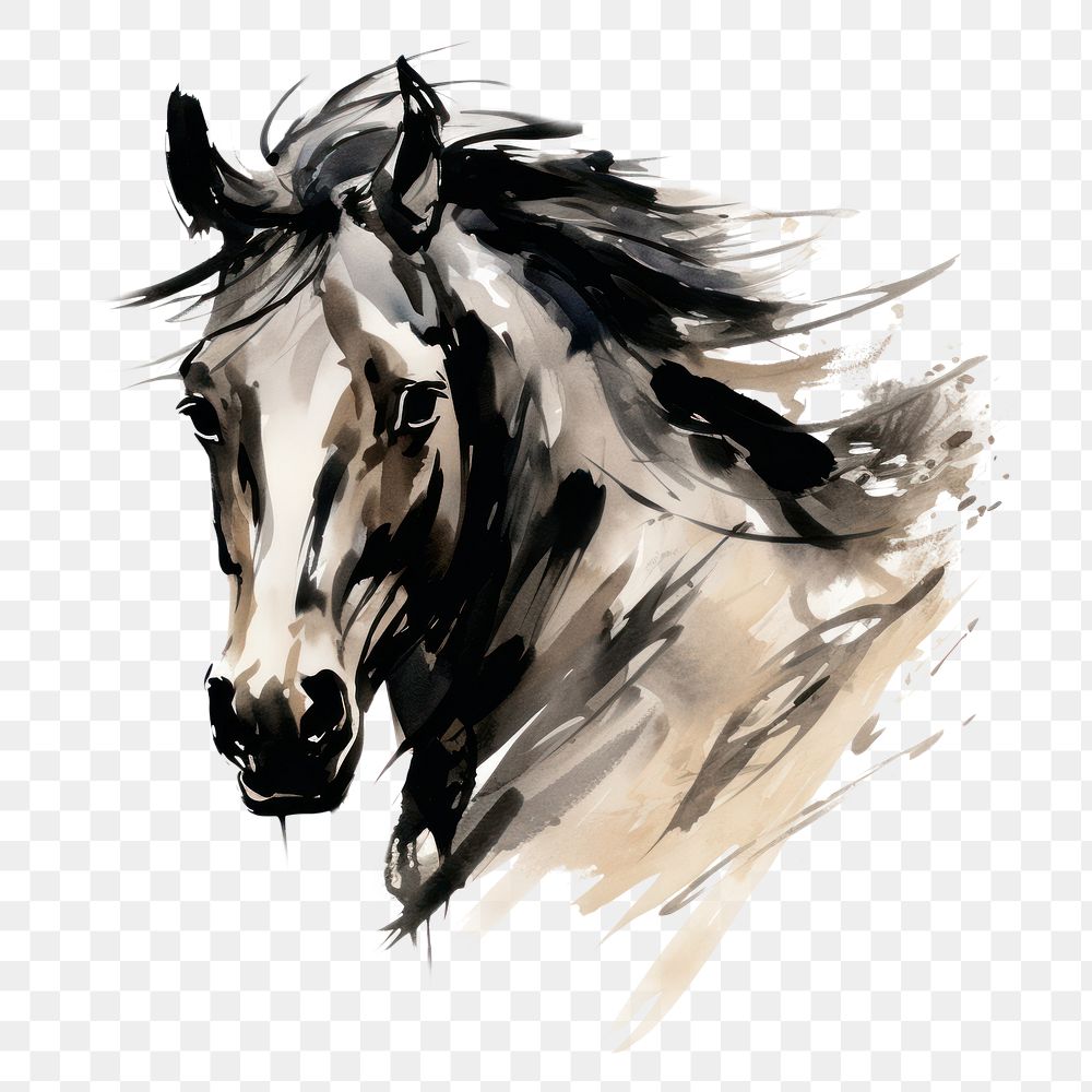 PNG Head horse livestock drawing animal. AI generated Image by rawpixel.