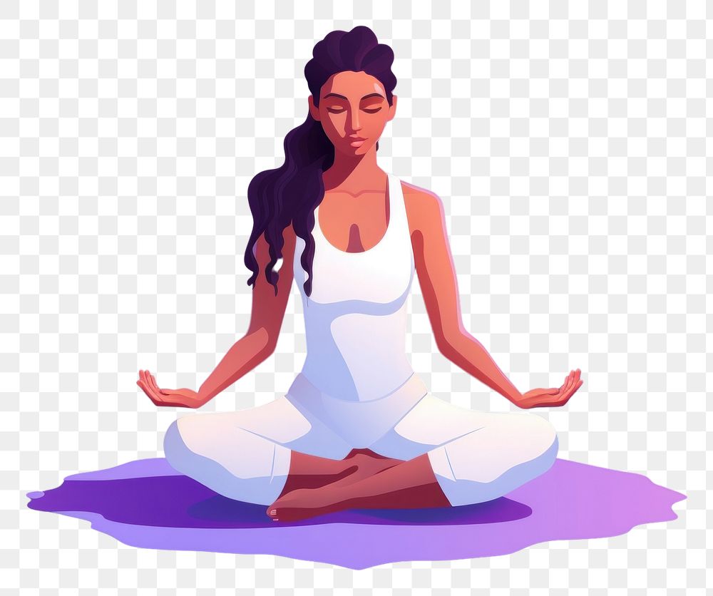 PNG  Woman in yoga for health adult cross-legged spirituality. AI generated Image by rawpixel.
