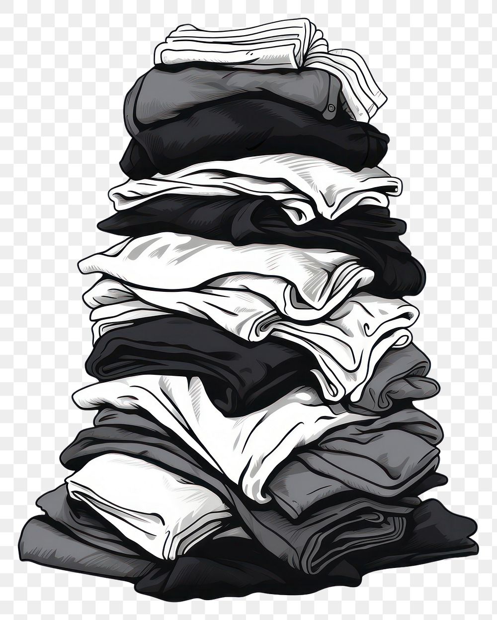 PNG  A pile of used clothes white black white background. AI generated Image by rawpixel.