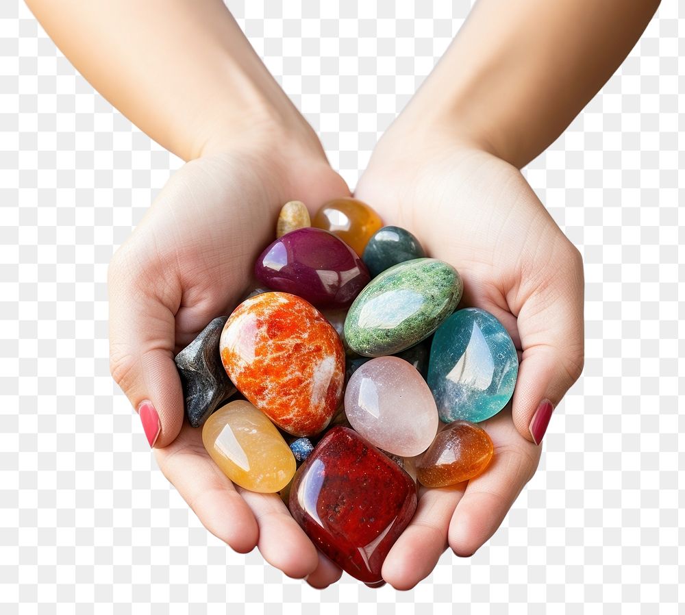 PNG  Woman hand holding Spirituality healing stones gemstone jewelry pill. AI generated Image by rawpixel.