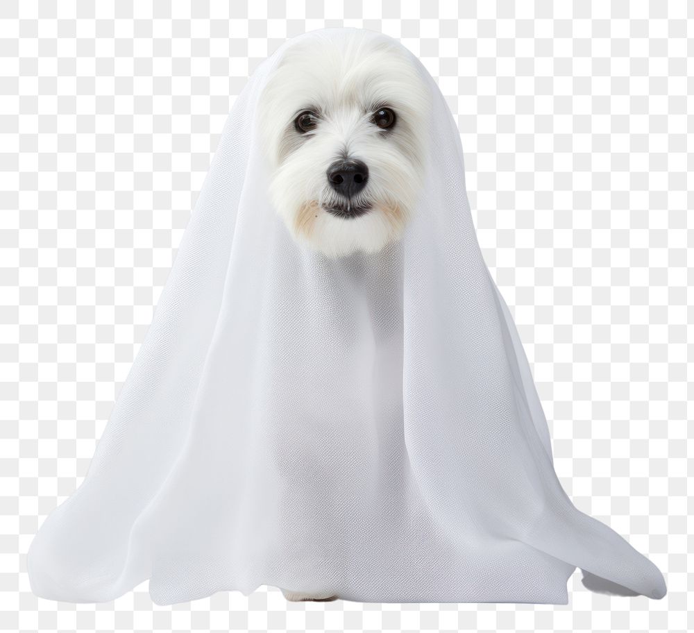 PNG A cute Dog wearing a ghost costume dog mammal animal. AI generated Image by rawpixel.