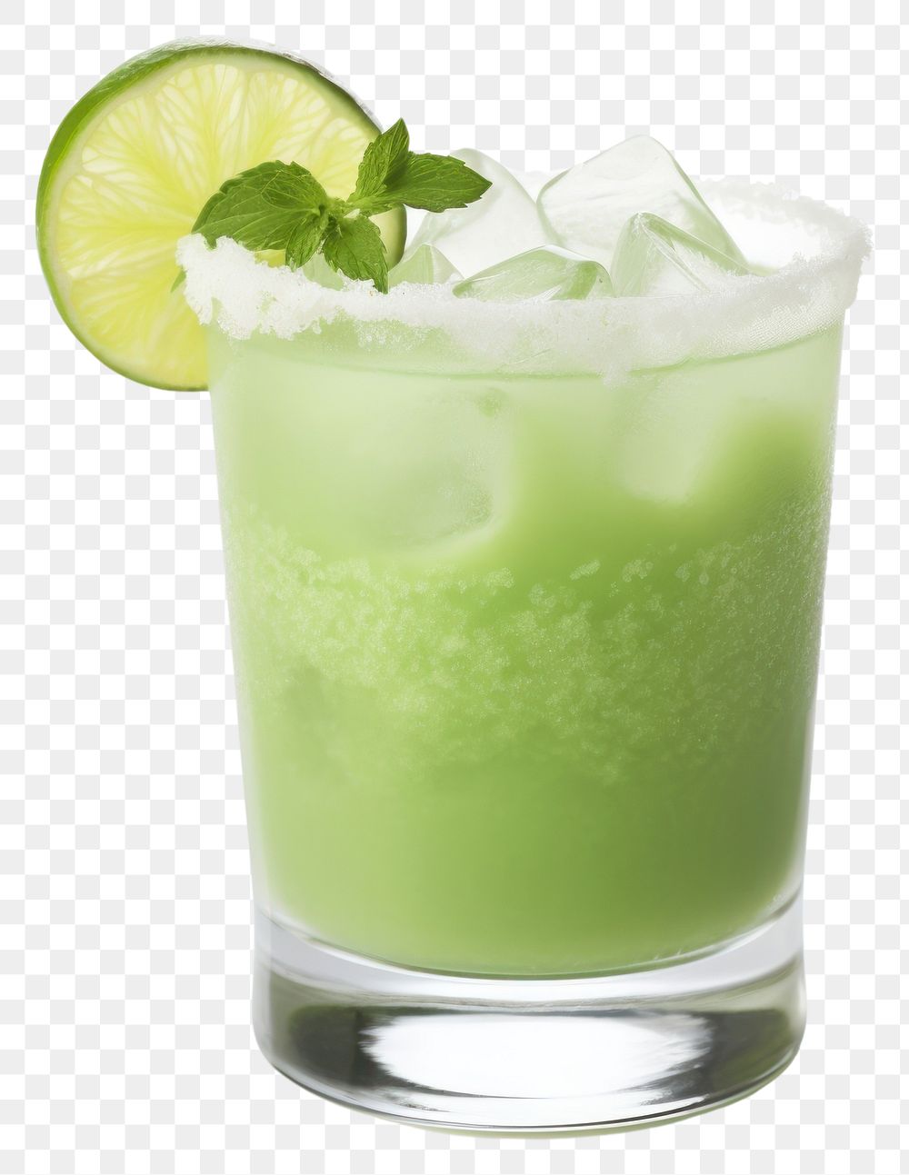 PNG  A Green Cocktail with Lime Garnish cocktail lime mojito. AI generated Image by rawpixel.