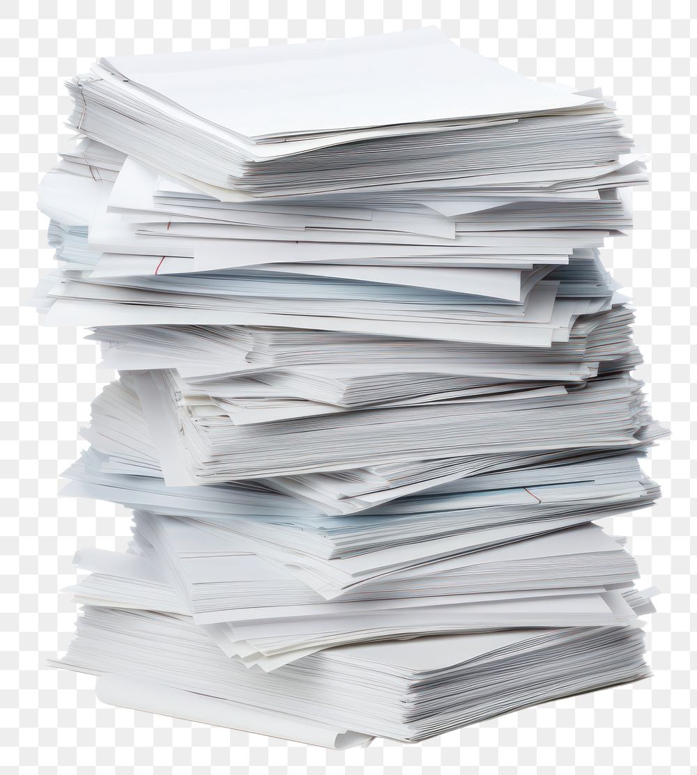 PNG  A Stack papers document white white background. .