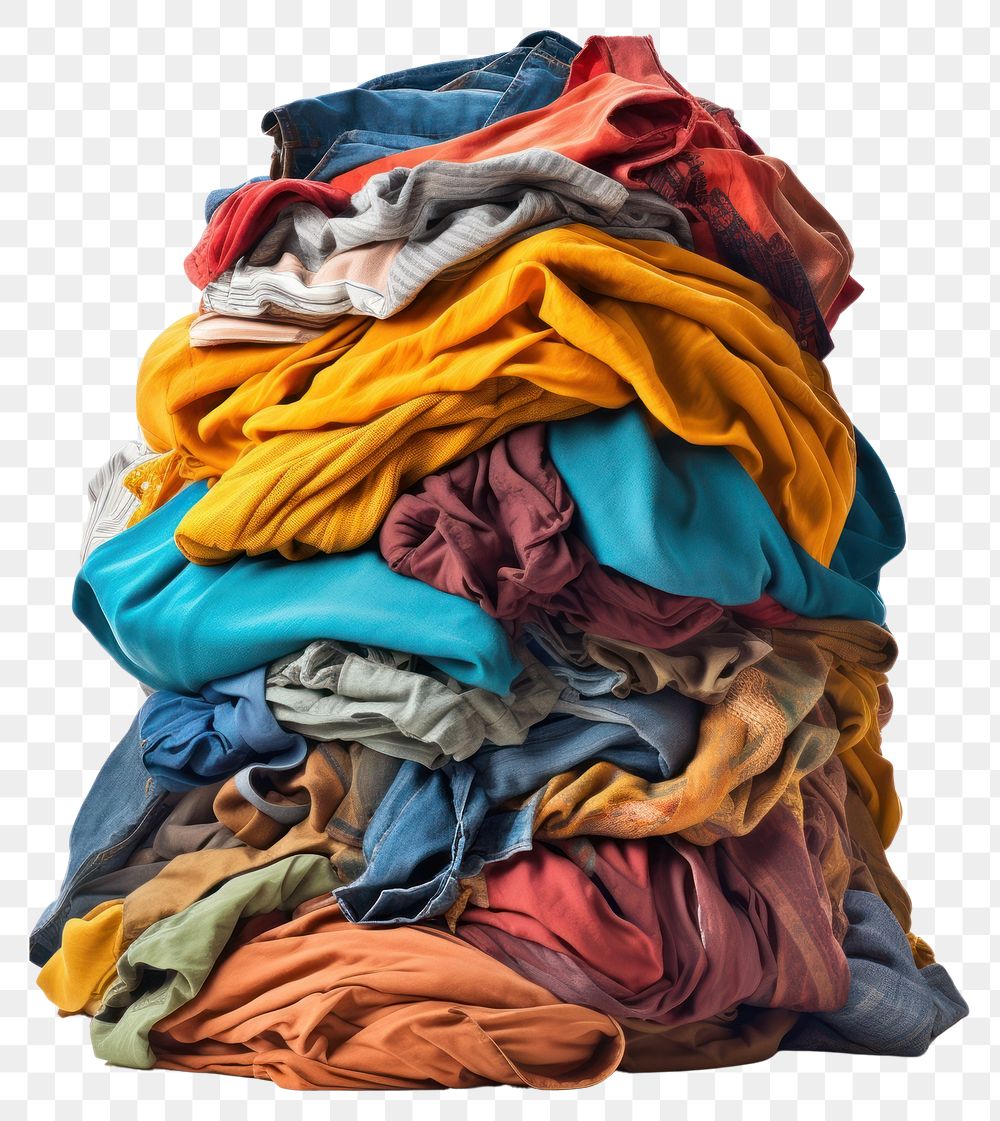 PNG  A pile of used clothes laundry white background variation. AI generated Image by rawpixel.