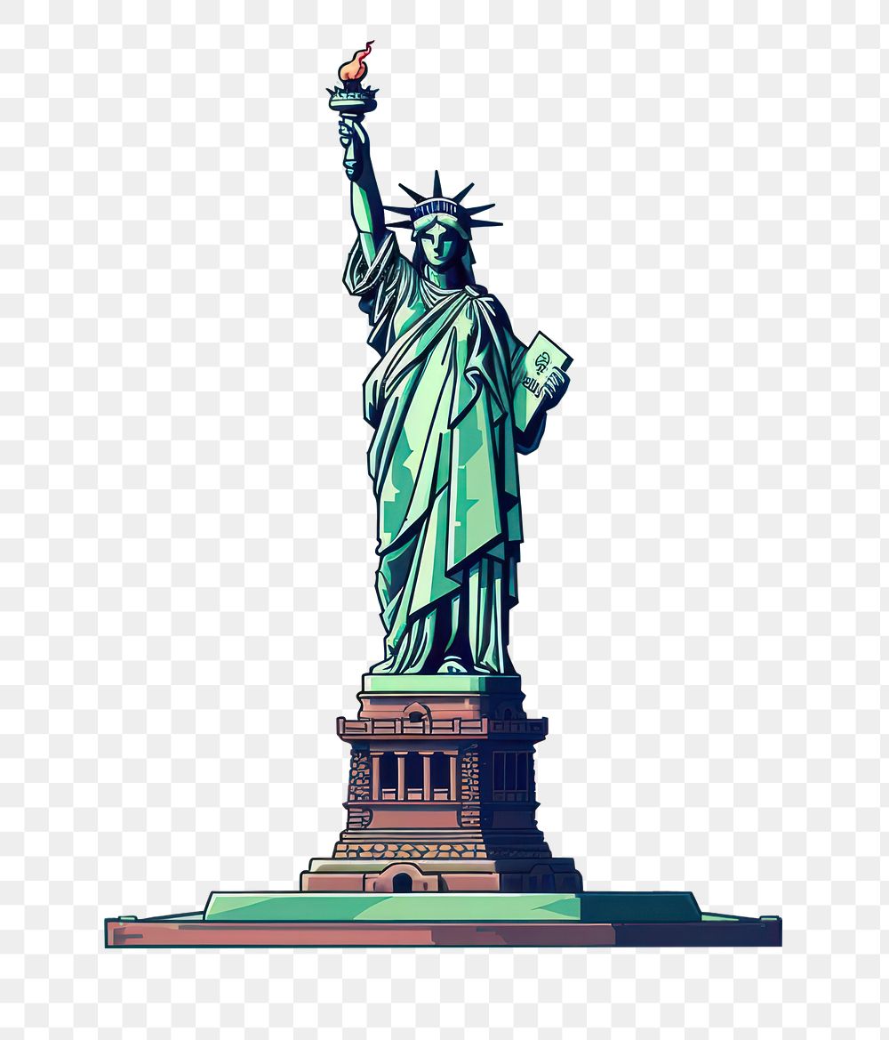 PNG Statue of liberty landmark art representation. AI generated Image by rawpixel.