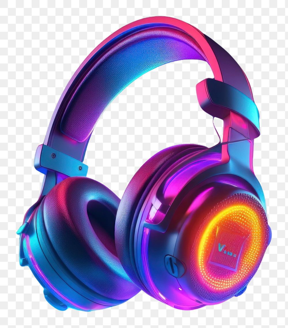 PNG  Gaming headphones headset illuminated. AI generated Image by rawpixel.