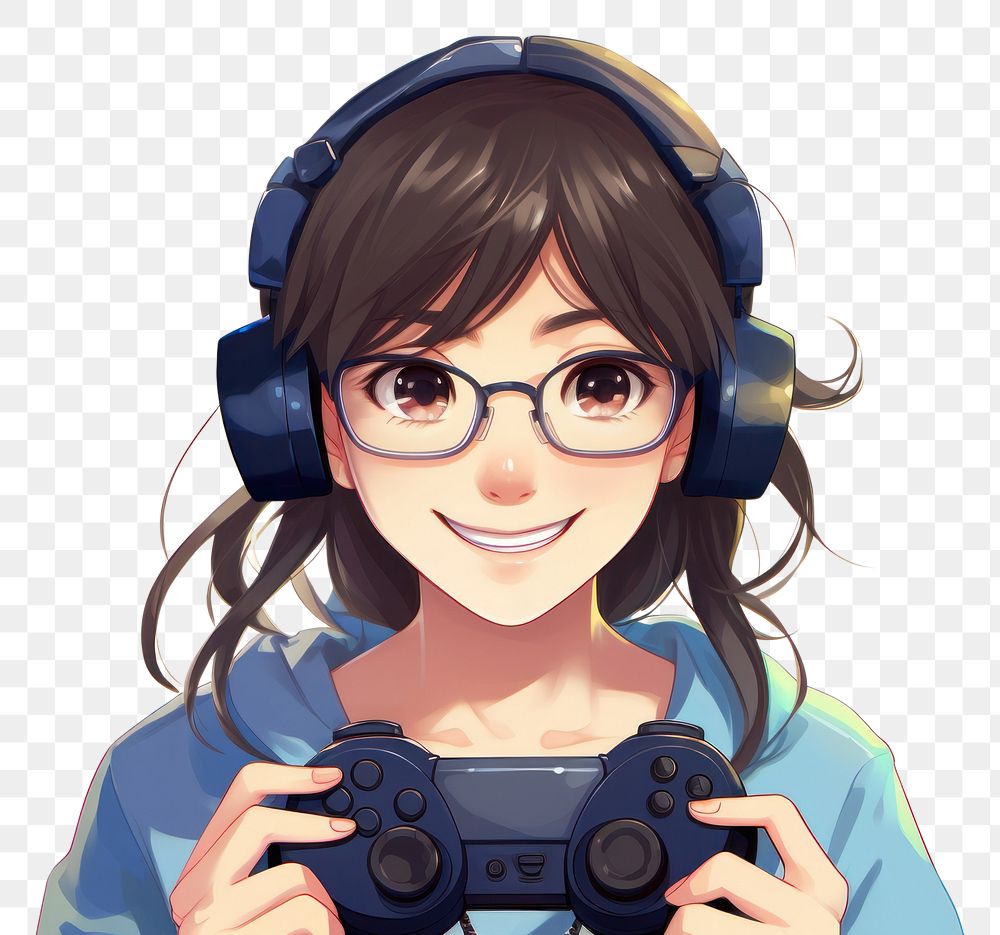 PNG  Asian woman holding controller game adult electronics headphones. AI generated Image by rawpixel.