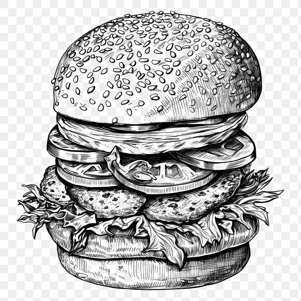 PNG Burger sketch drawing food. AI generated Image by rawpixel.