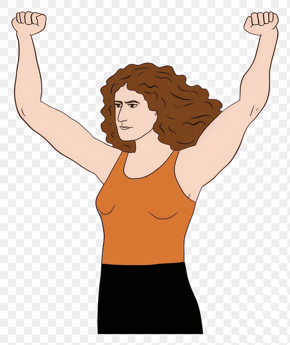 PNG Woman flexing muscle cartoon adult flexing muscles. AI generated Image by rawpixel.