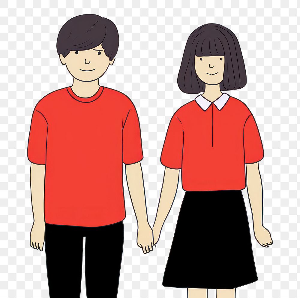 PNG Couple cartoon t-shirt adult. AI generated Image by rawpixel.