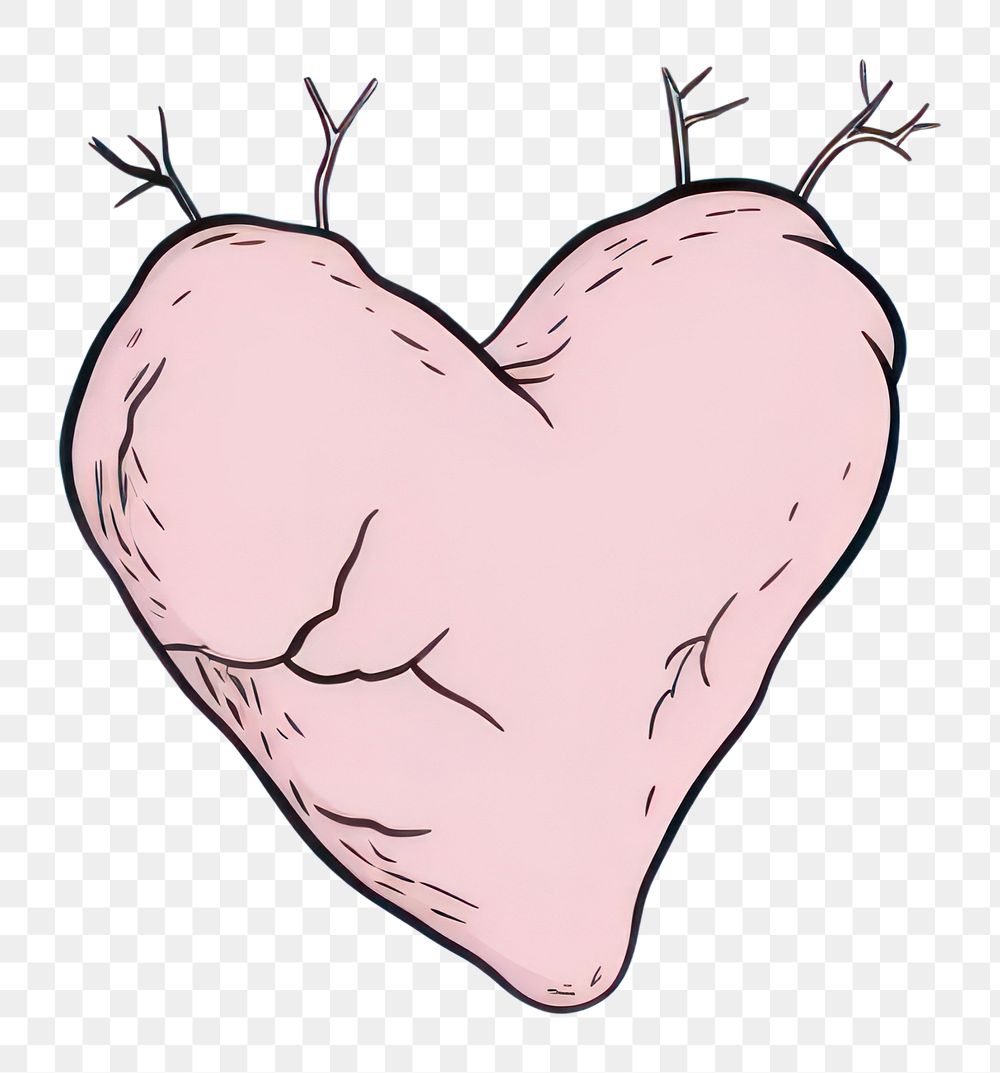 PNG Heart cartoon drawing sketch. AI generated Image by rawpixel.