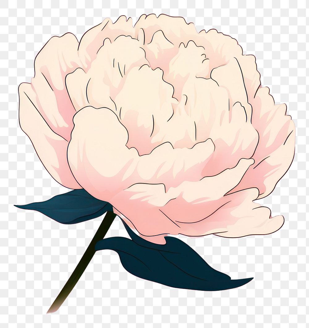 PNG Peony blossom cartoon flower. AI generated Image by rawpixel.