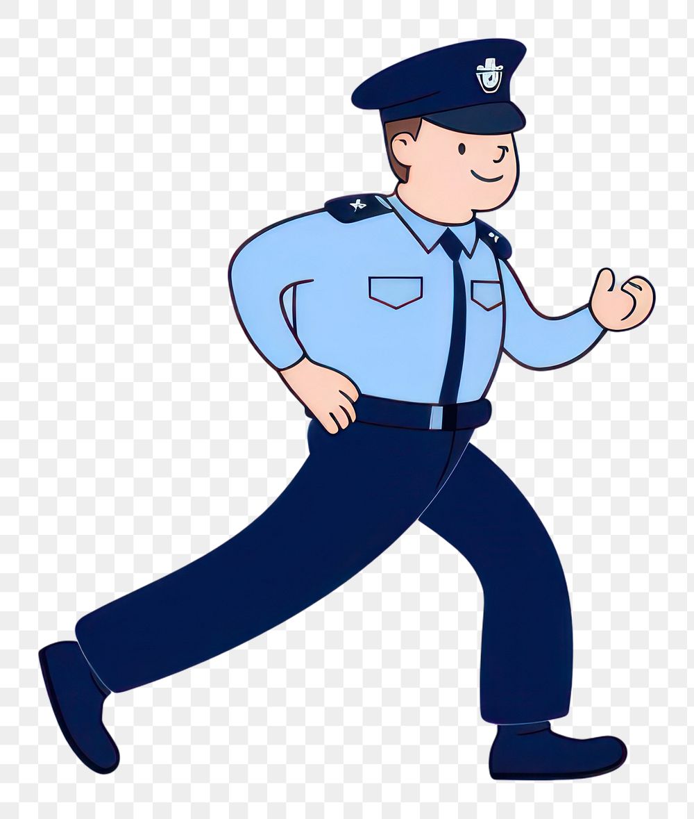 PNG Policeman running cartoon line blue. AI generated Image by rawpixel.