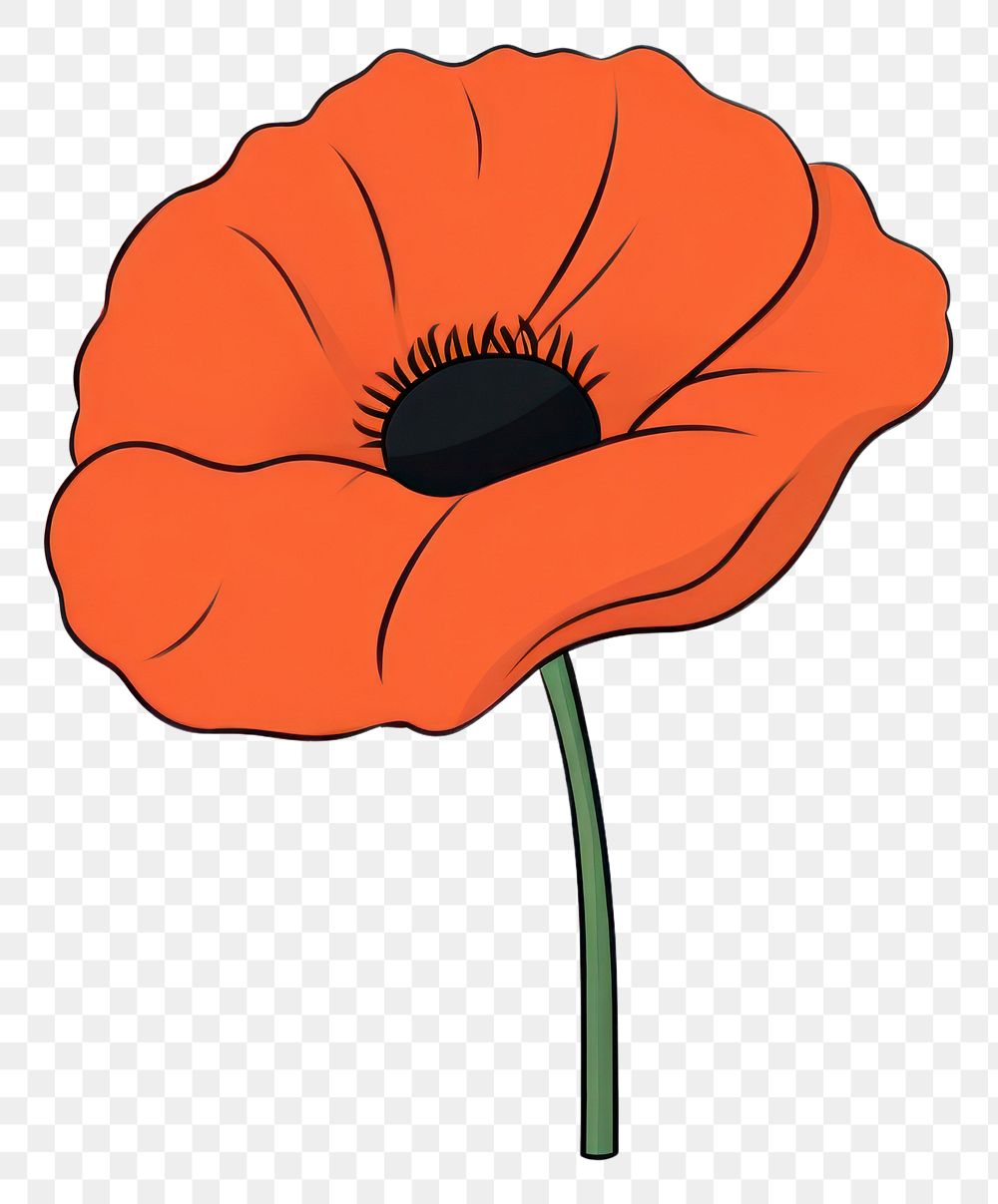 PNG Poppy cartoon flower petal. AI generated Image by rawpixel.
